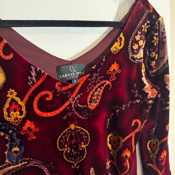 Carole Little VTG Velvet Holiday 3/4 Sleeve Dress - Picture 5 of 5